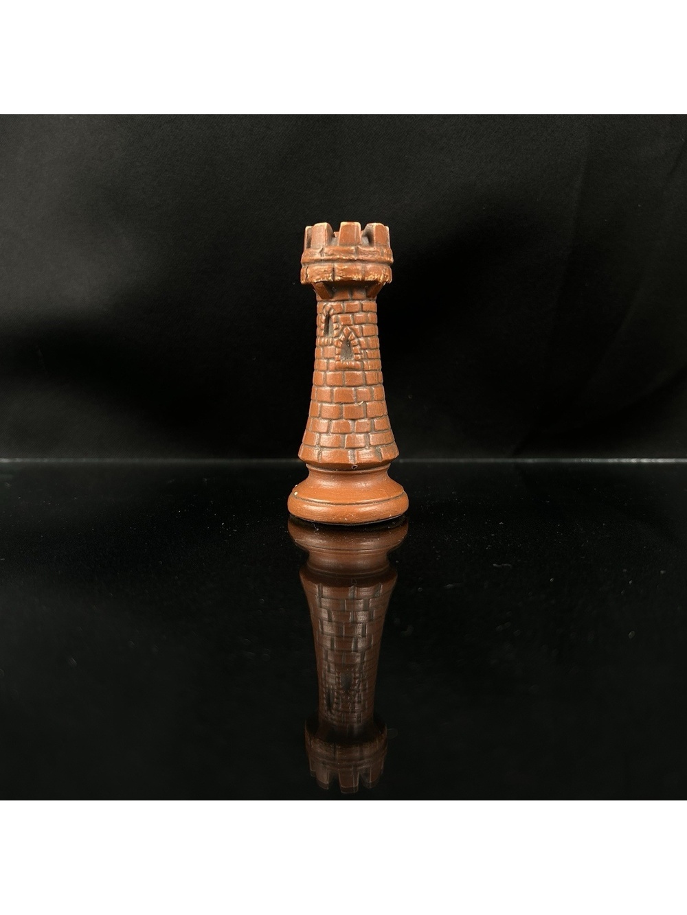 Vintage Duncan Ceramic Chess Rook Replacement Game Piece Brown/Black 3.5"